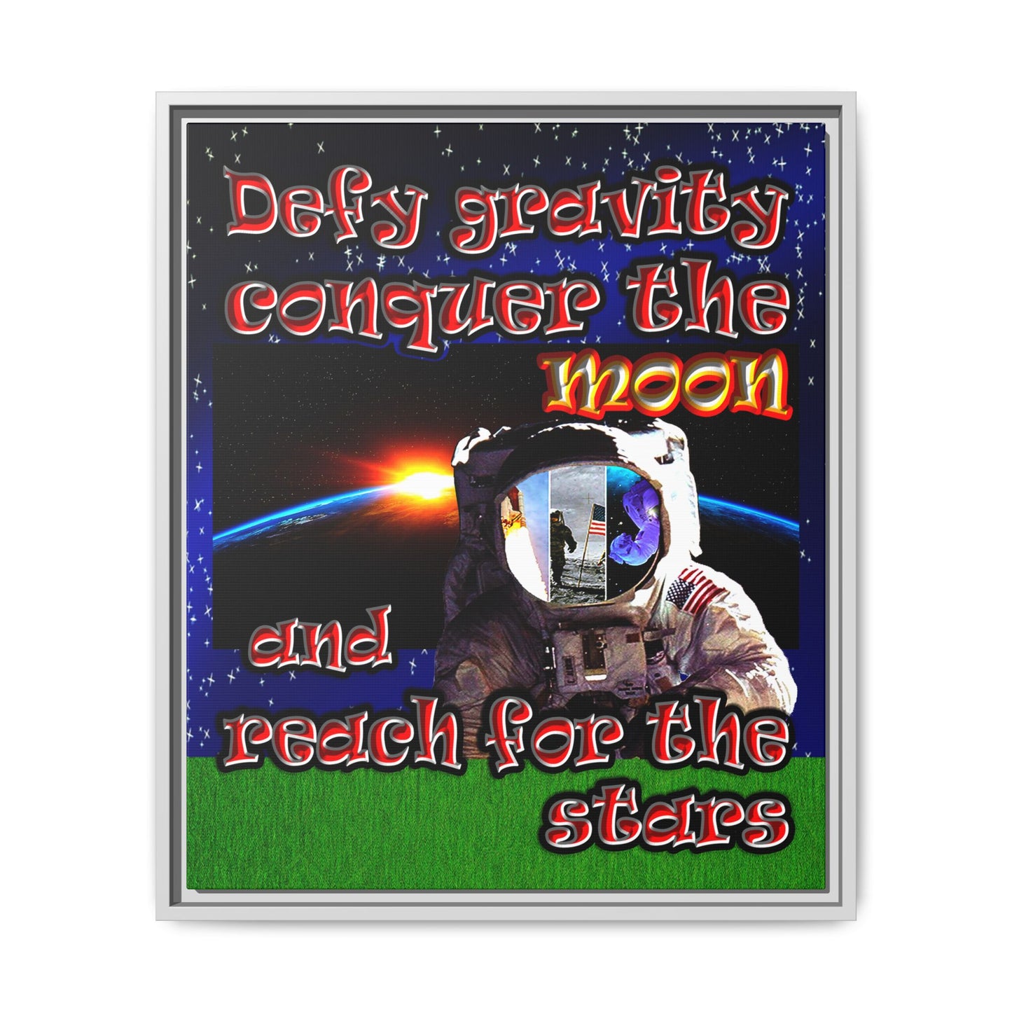 defy conquer reach - framed canvas art ('snoops' background)