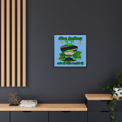 disc jockey - framed canvas art (light blue)