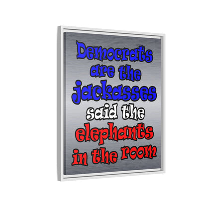 donkeys and elephants - framed canvas art (brushed nickel)