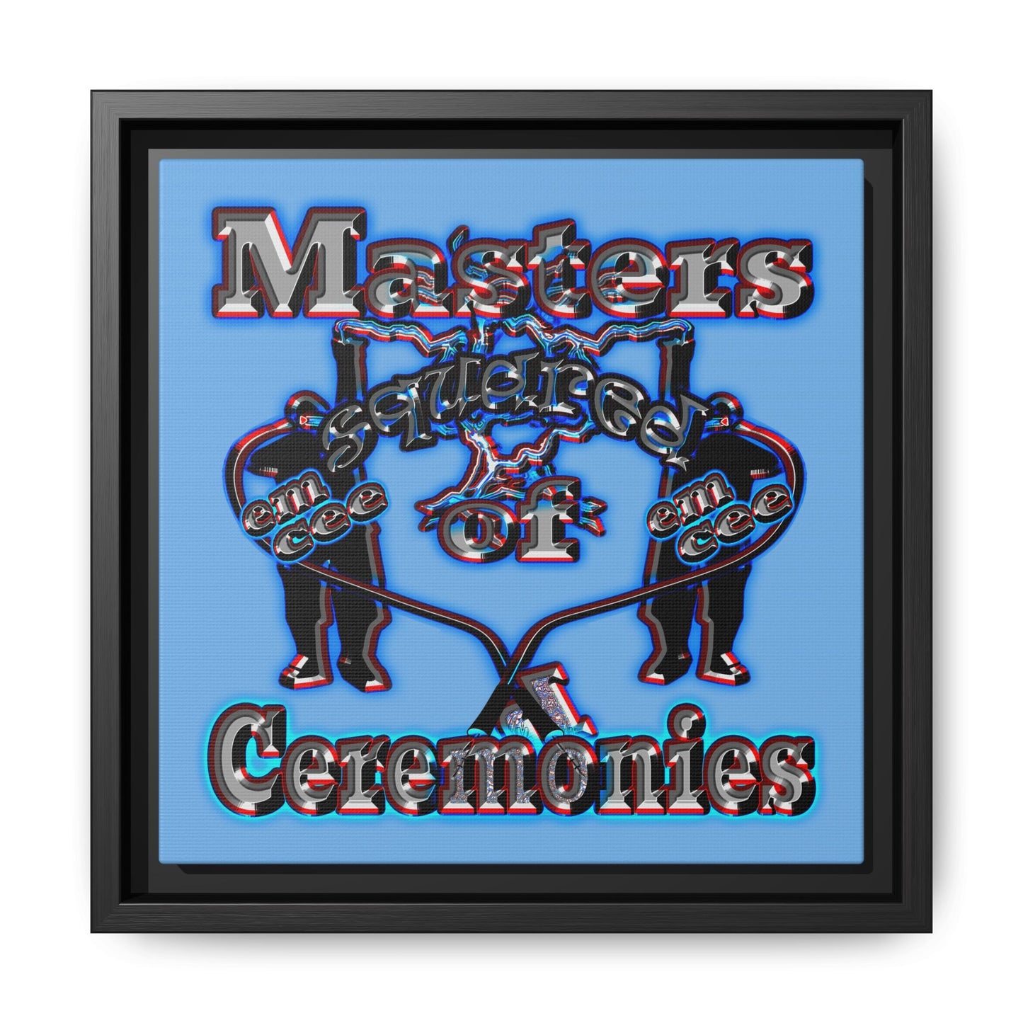 em cee squared - framed canvas art (light blue)