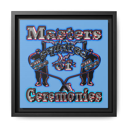 em cee squared - framed canvas art (light blue)