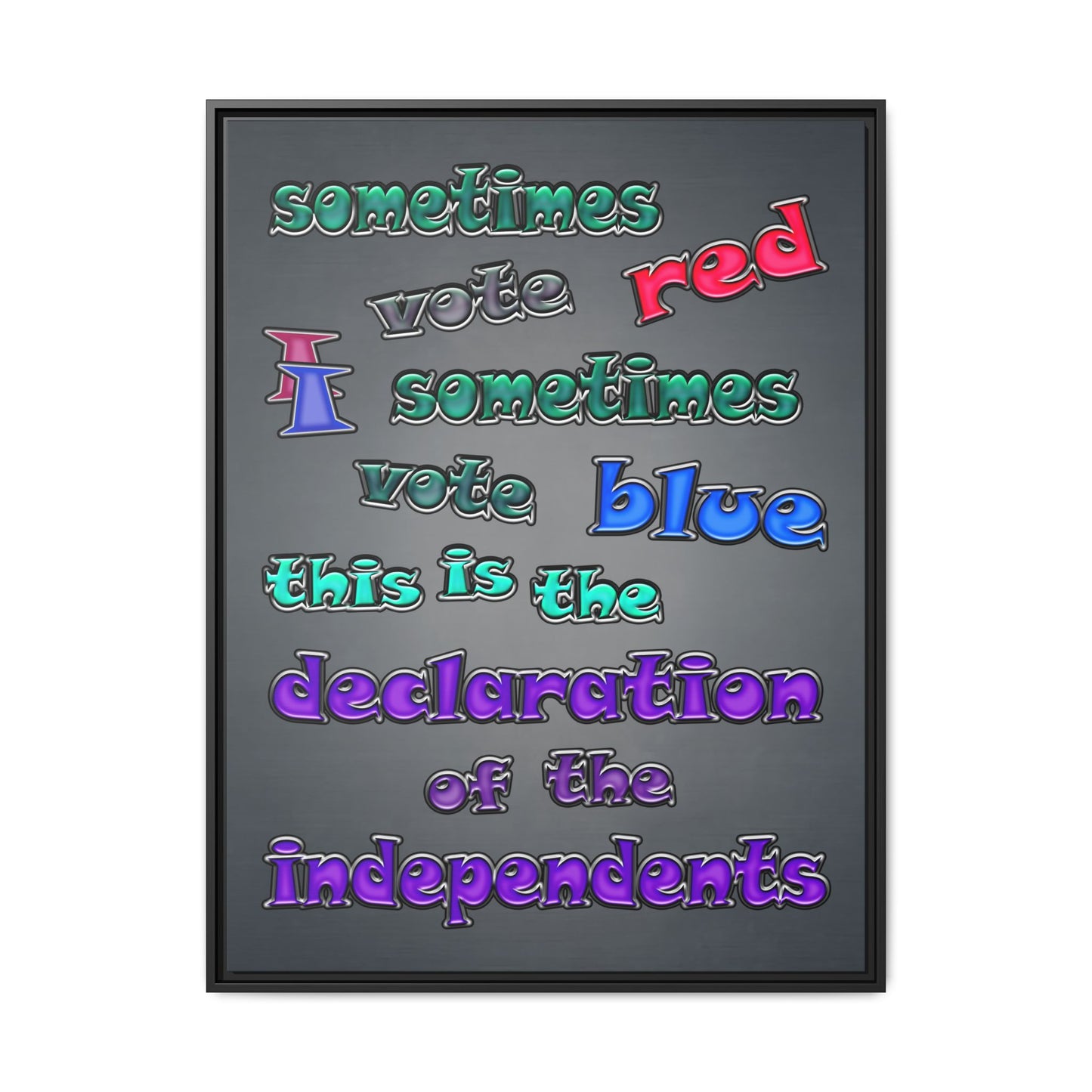 declaration of the independents - framed canvas art (grey-light grey)