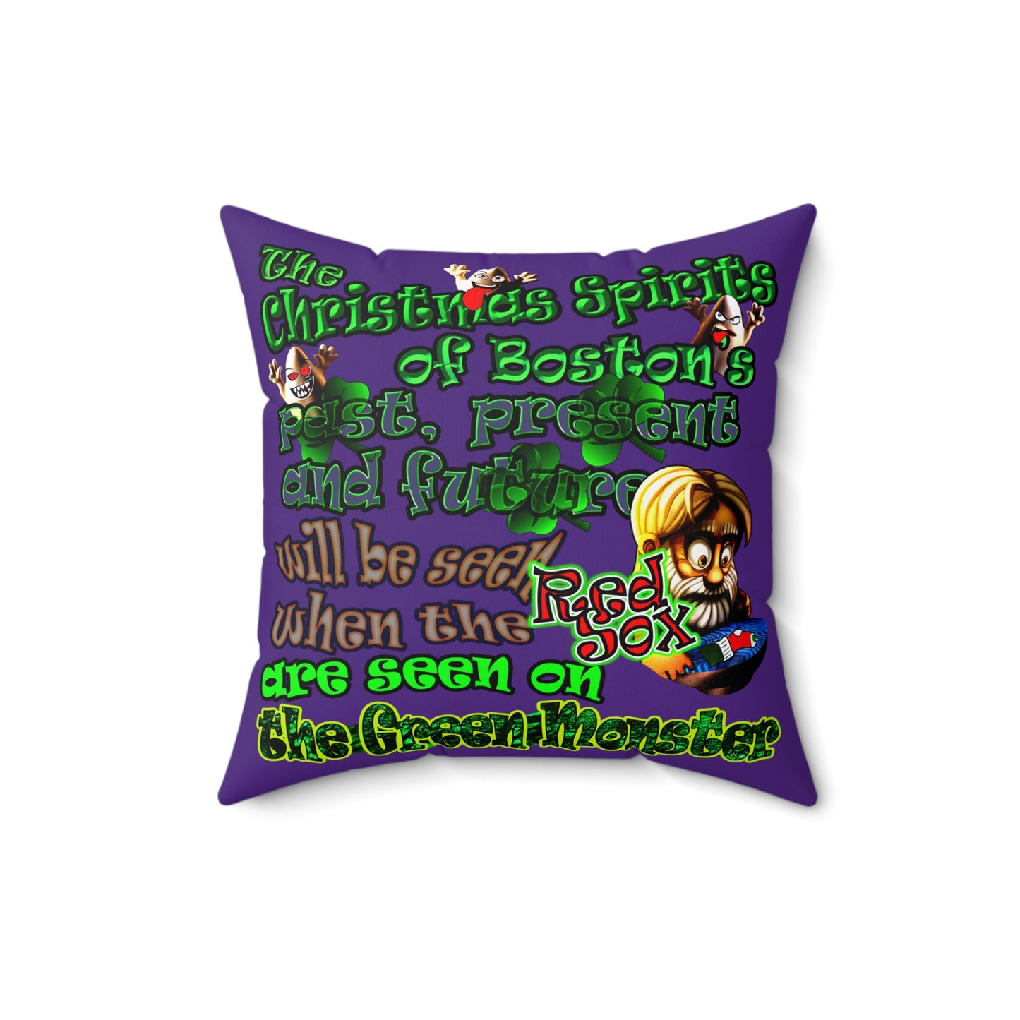 christmas spirits of boston - Spun Polyester Square Pillow - (purple)