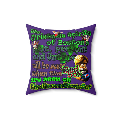christmas spirits of boston - Spun Polyester Square Pillow - (purple)