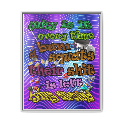 the bum's shit - framed canvas art (purple wave)