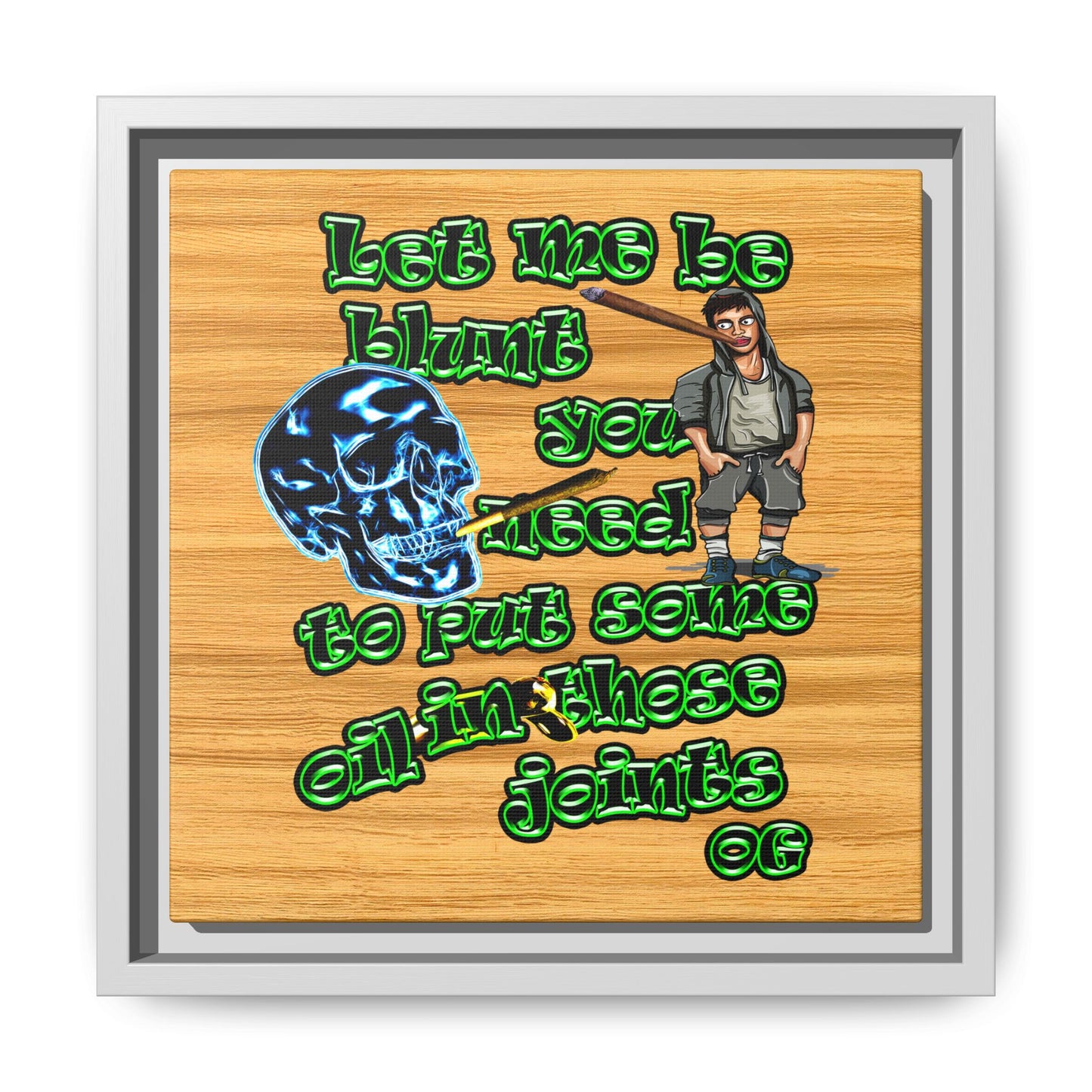 og - framed canvas art (butterscotch wood finish)