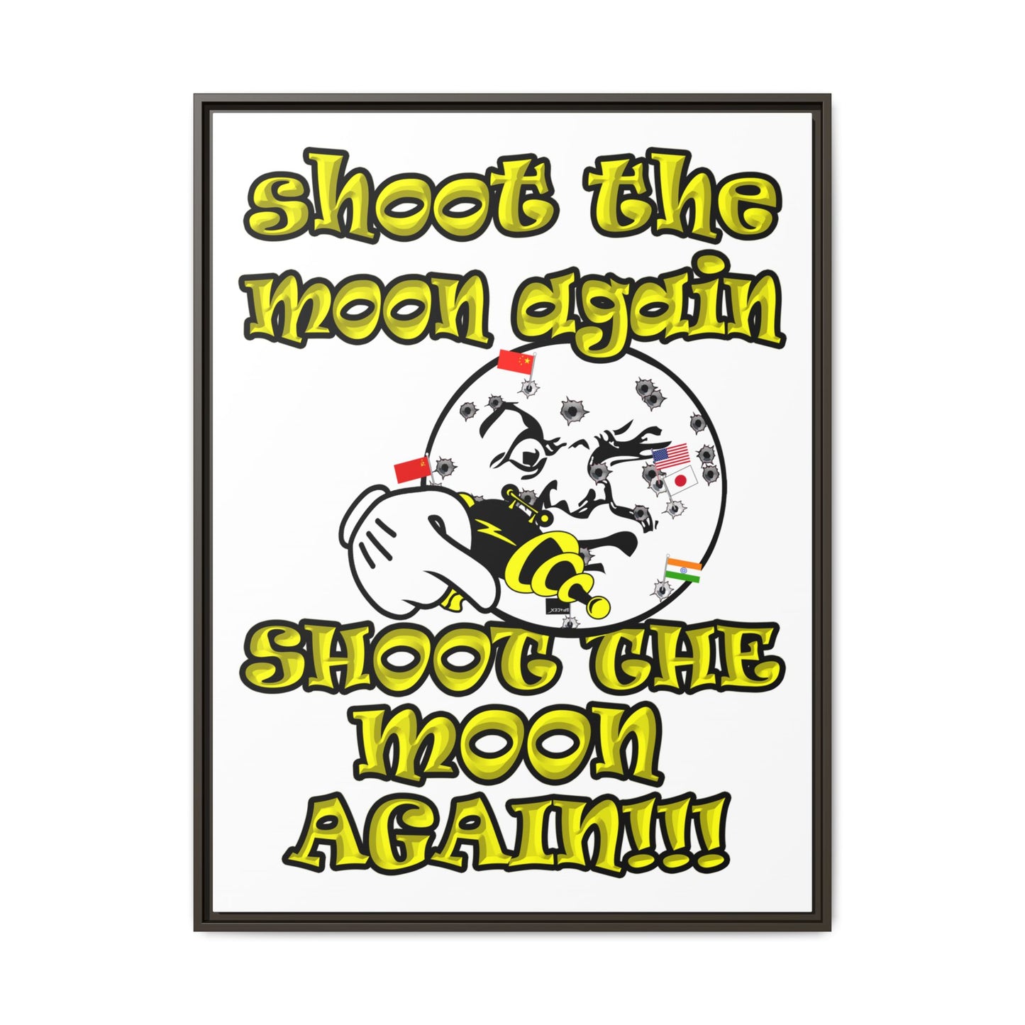 shoot the moon again - framed canvas art (white)