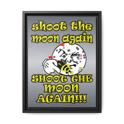 shoot the moon again - framed canvas art (brushed nickel)