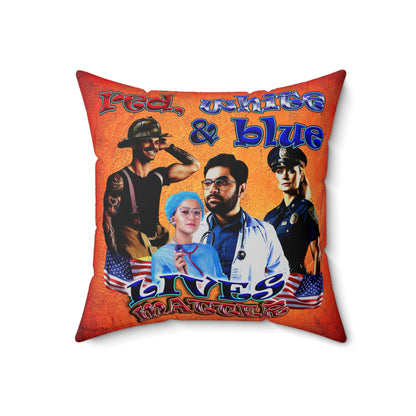 rw&b lives matter - Spun Polyester Square Pillow - (burnt orange)
