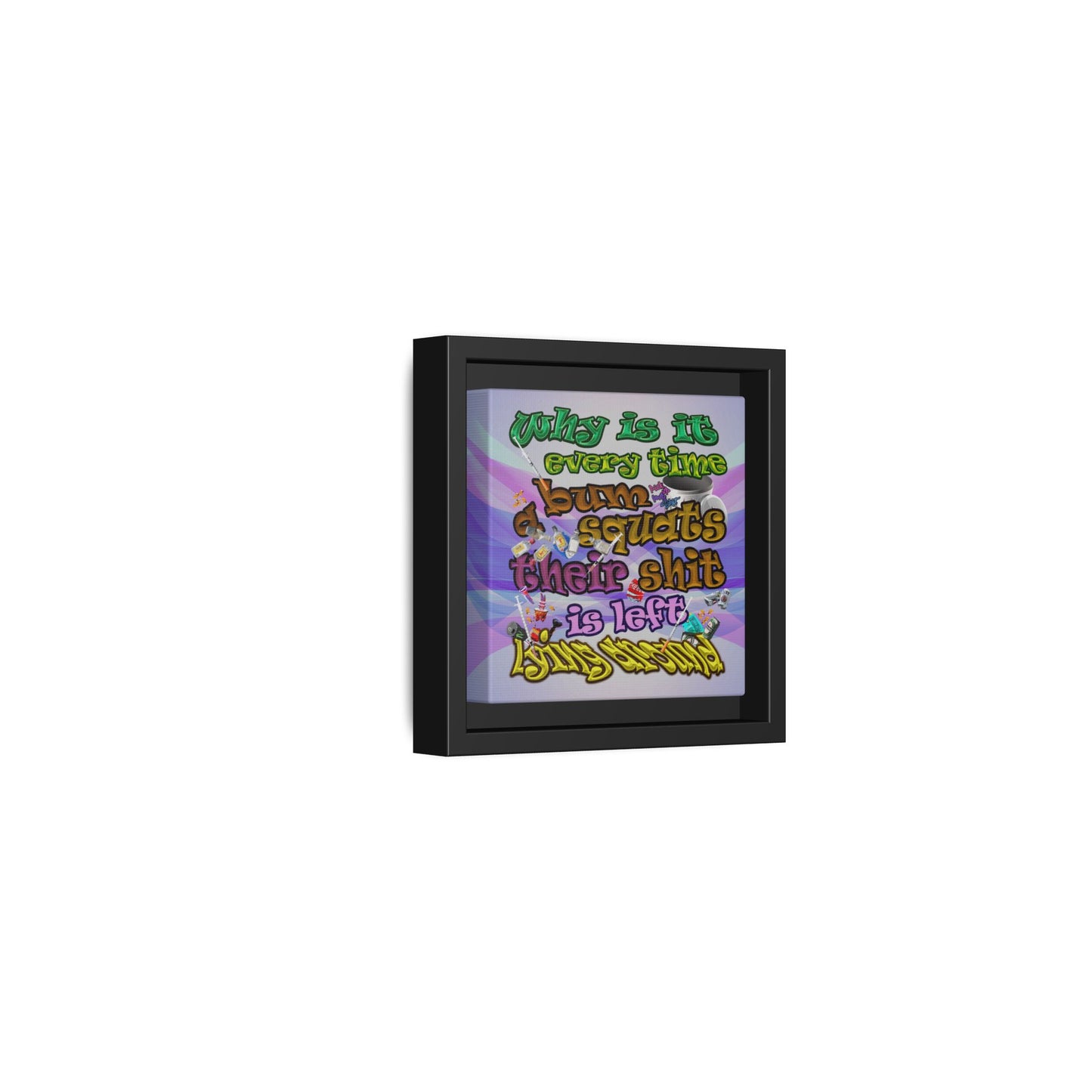 the bum's shit - framed canvas art (light blue-pink wave)
