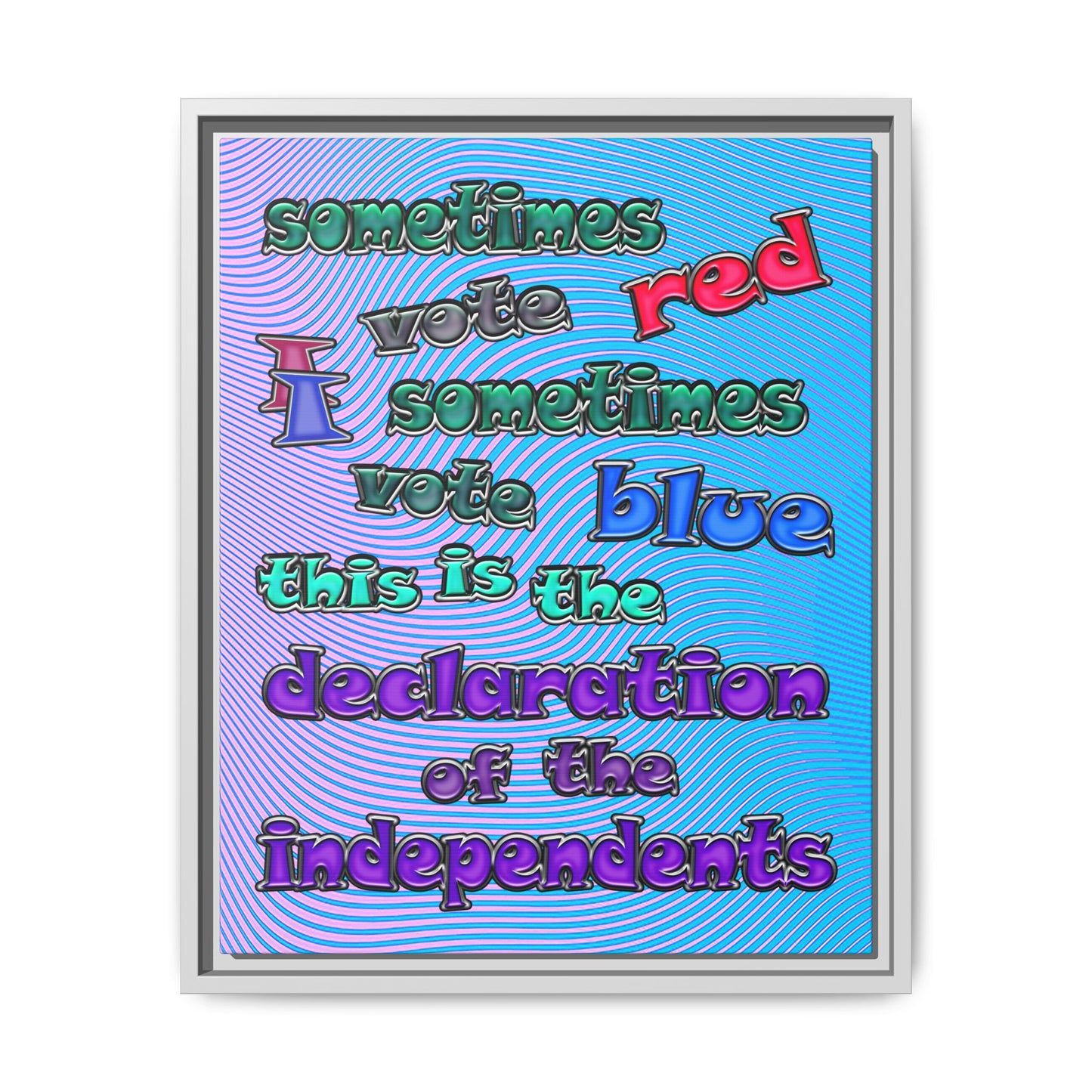 declaration of the independents - framed canvas art (light blue-purple wave)