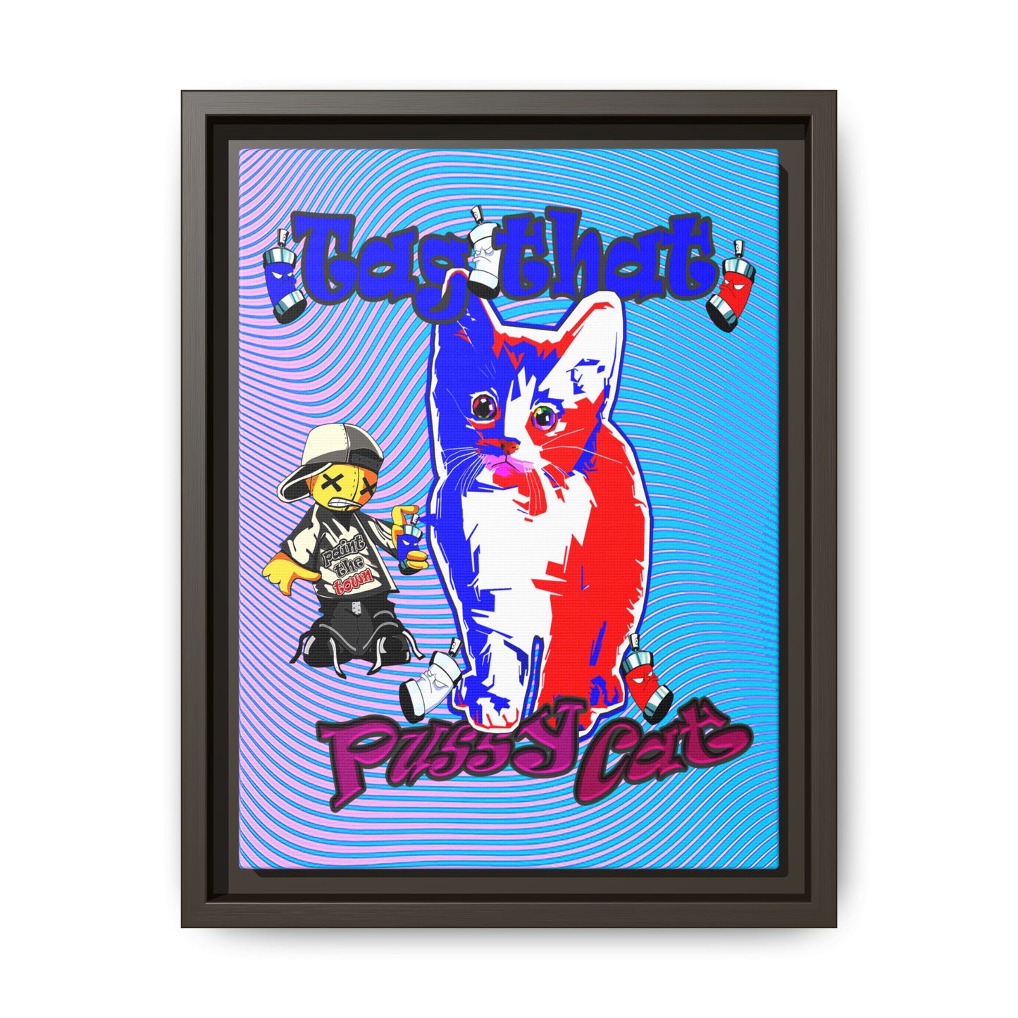 tag that - framed canvas art (light blue-purple wave)