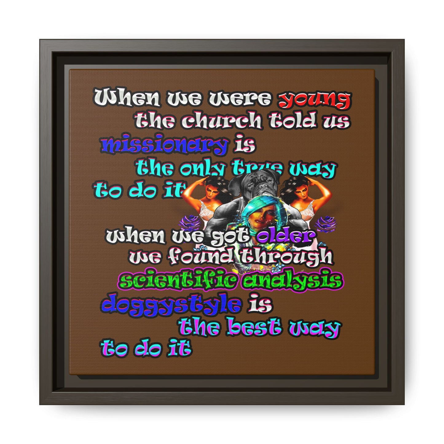 doggystyle - framed canvas art (brown)
