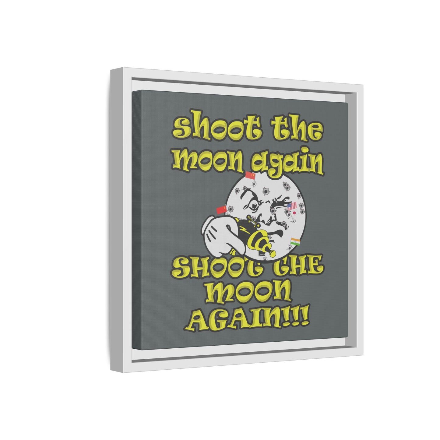 shoot the moon again - framed canvas art (dark grey)