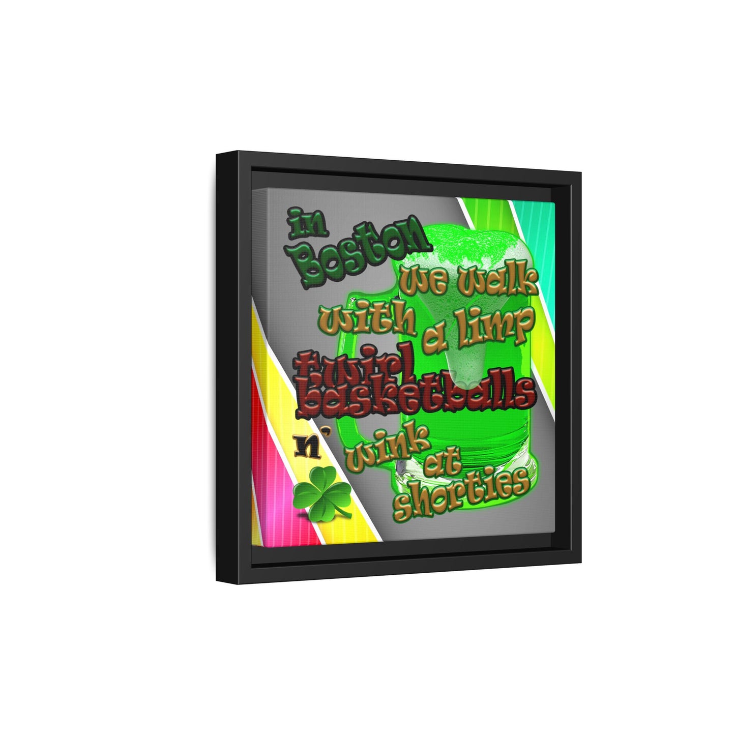 celtics logo - framed canvas art (rainbow split)