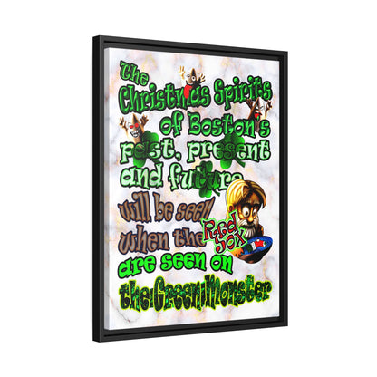 christmas spirits of boston - framed canvas art (white marble)
