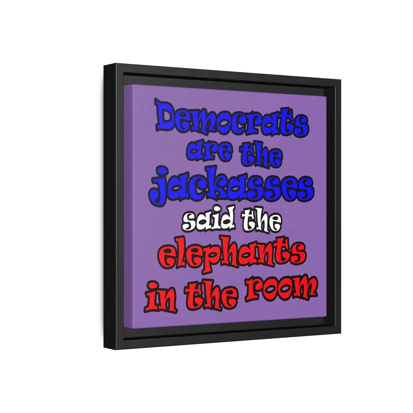 donkeys and elephants - framed canvas art (light purple)