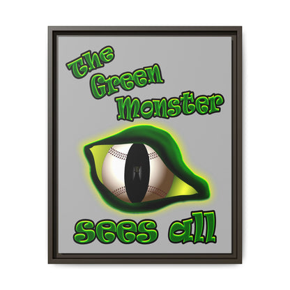 green monster - framed canvas art (light grey)