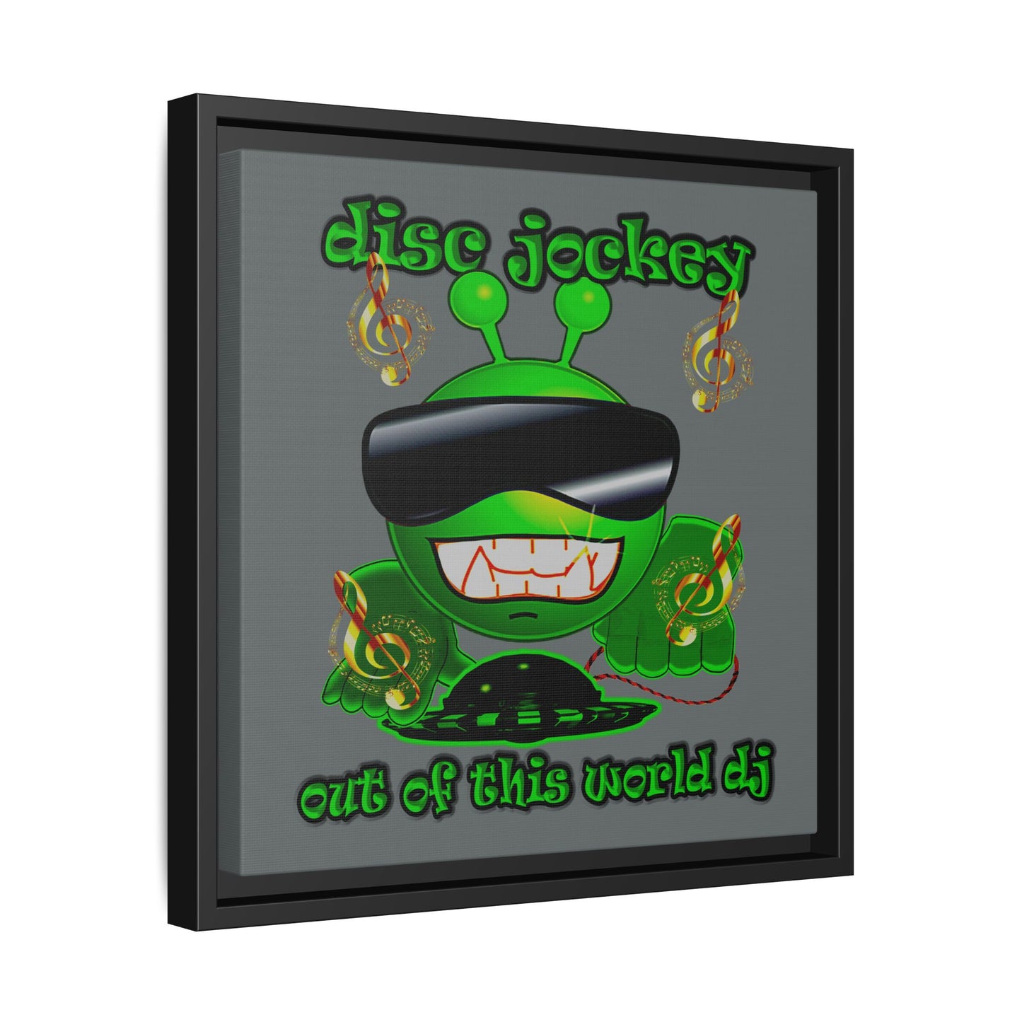 disc jockey - framed canvas art (dark grey)