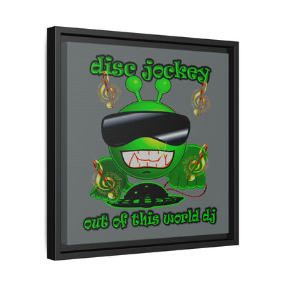 disc jockey - framed canvas art (dark grey)