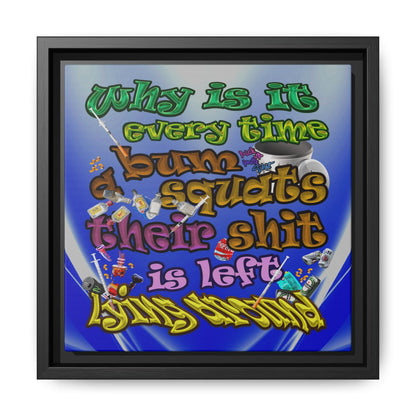 the bum's shit - framed canvas art (blue-white wave)