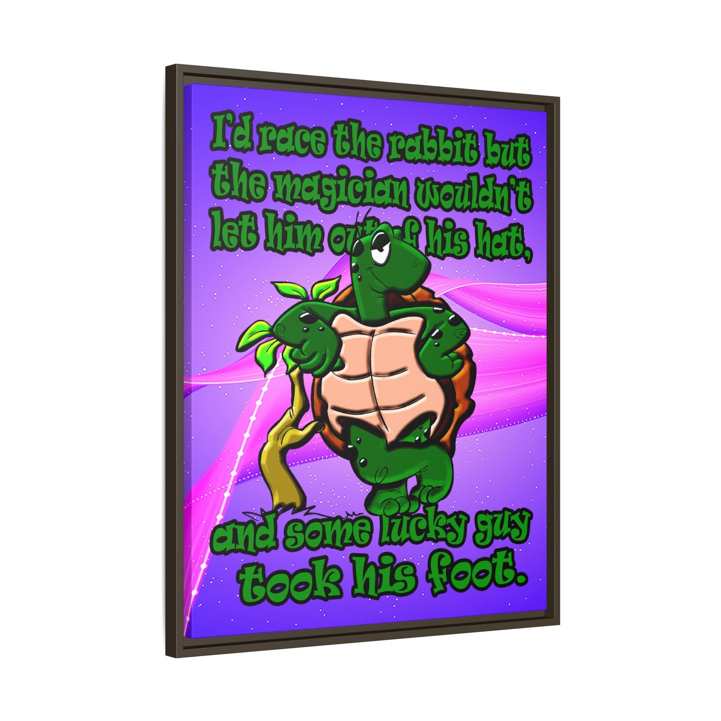 turtle race - framed canvas art (purple-pink wave)