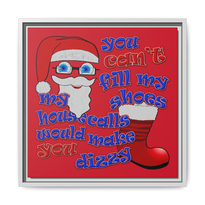 santa's shoes - framed canvas art (dark red)