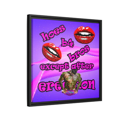 hoes b4 bros - framed canvas art (purple-pink wave)