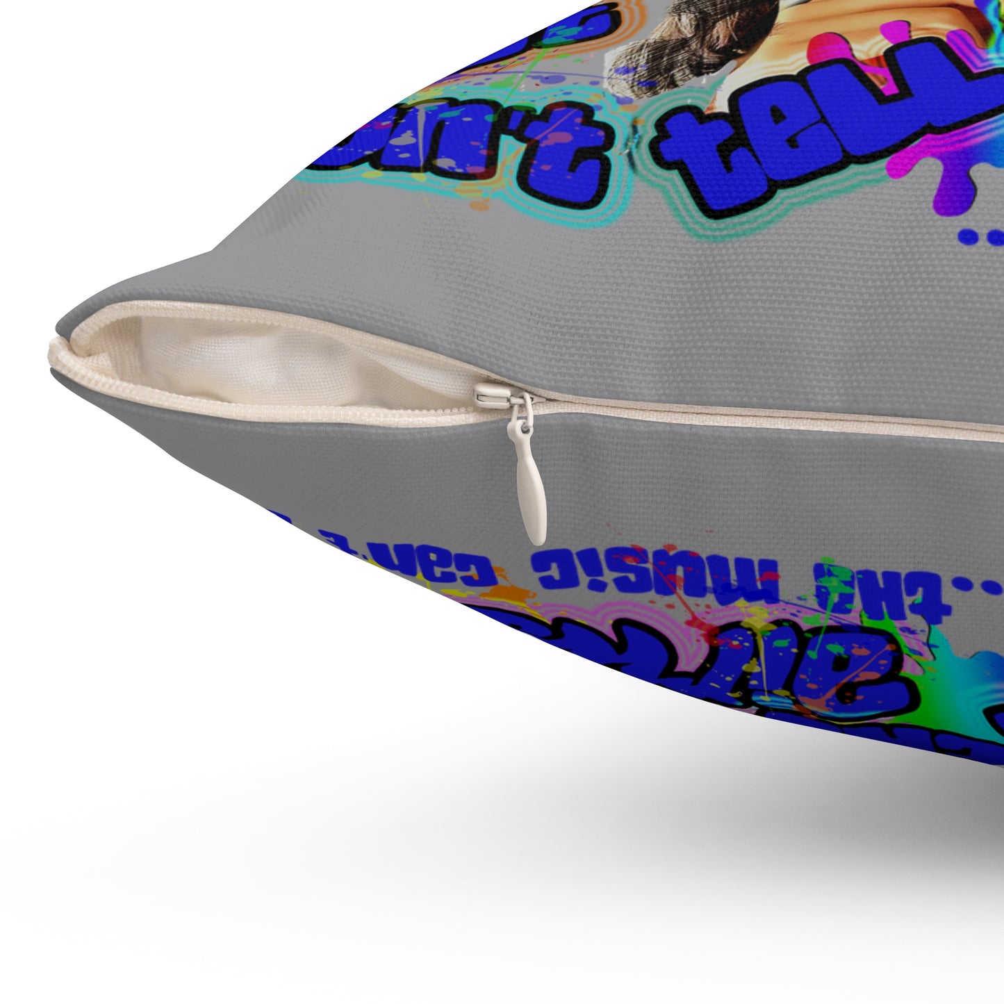 drop the beat - Spun Polyester Square Pillow - (grey)