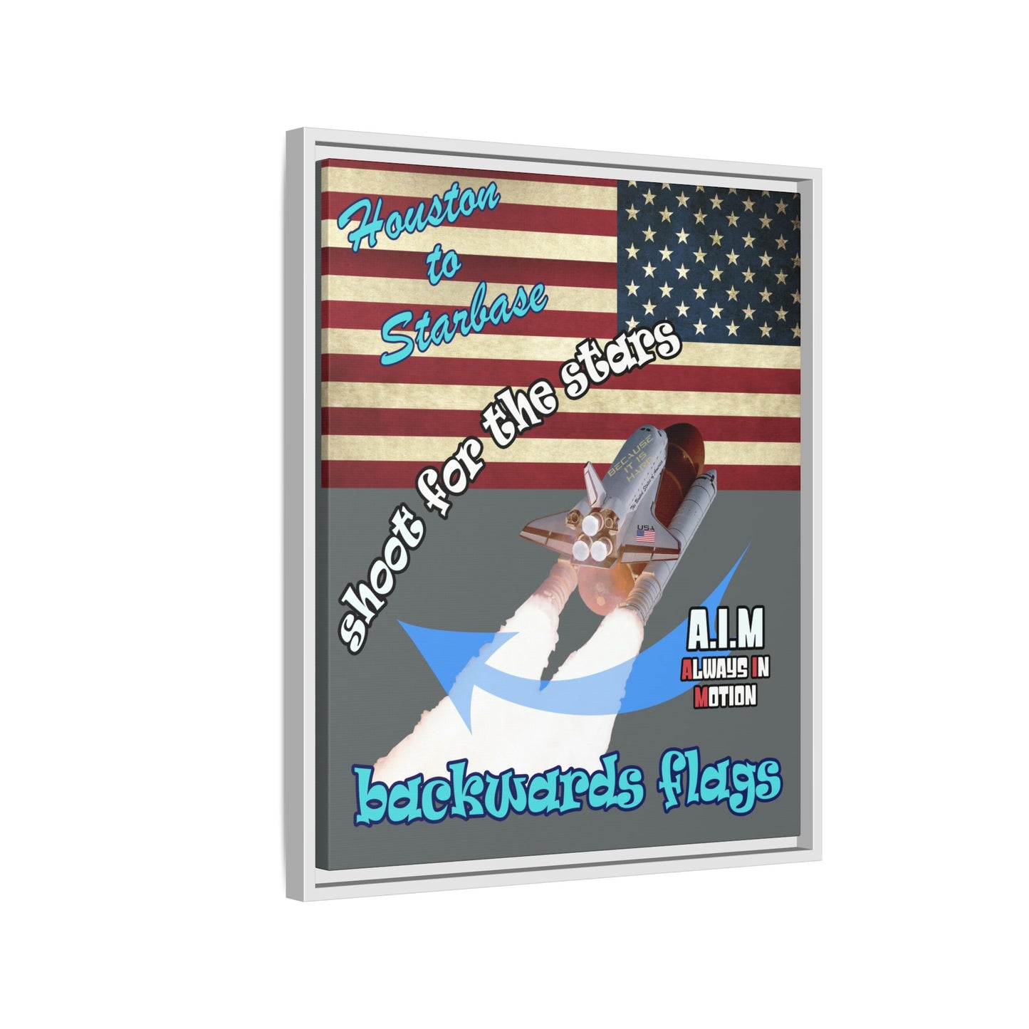 shoot for the stars - framed canvas art (dark grey)
