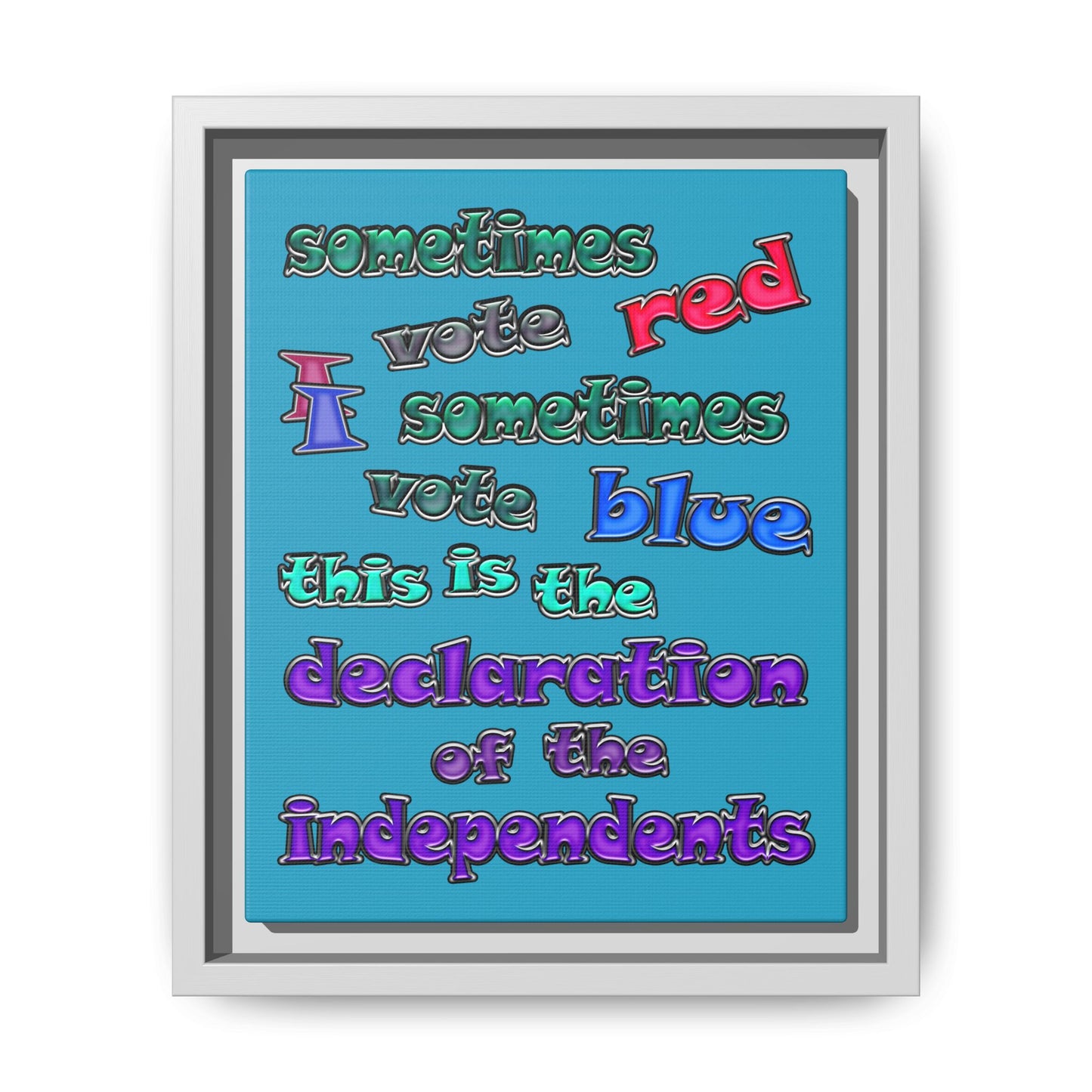 declaration of the independents - framed canvas art (turquoise)