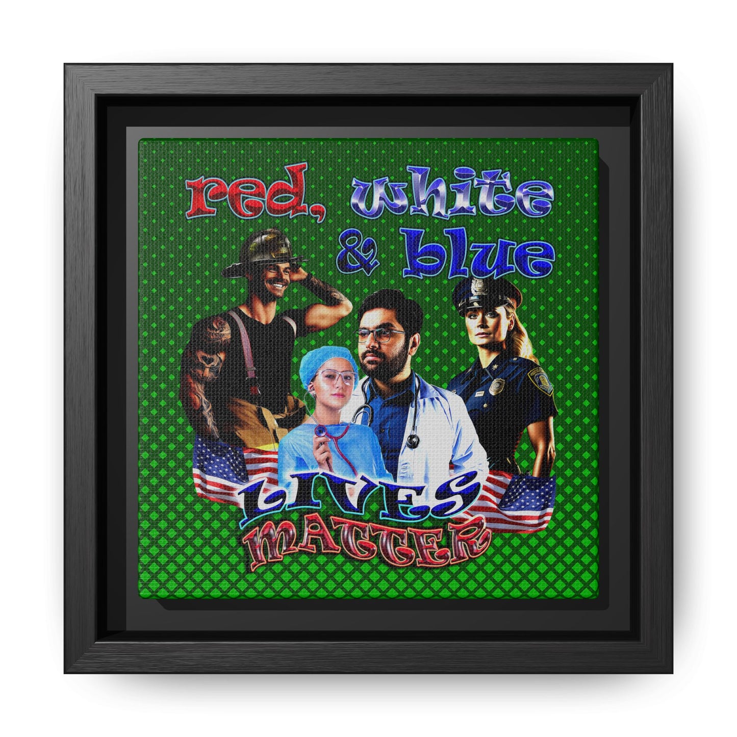 rw&b lives matter - framed canvas art (logo green)