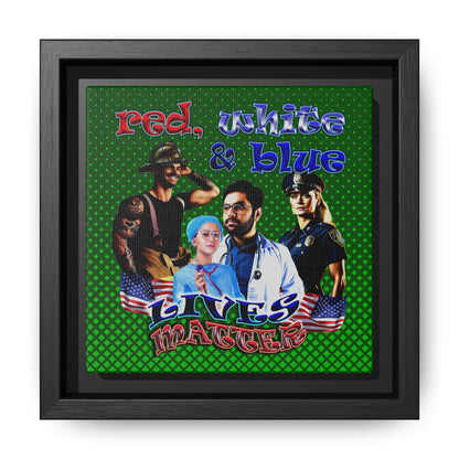 rw&b lives matter - framed canvas art (logo green)