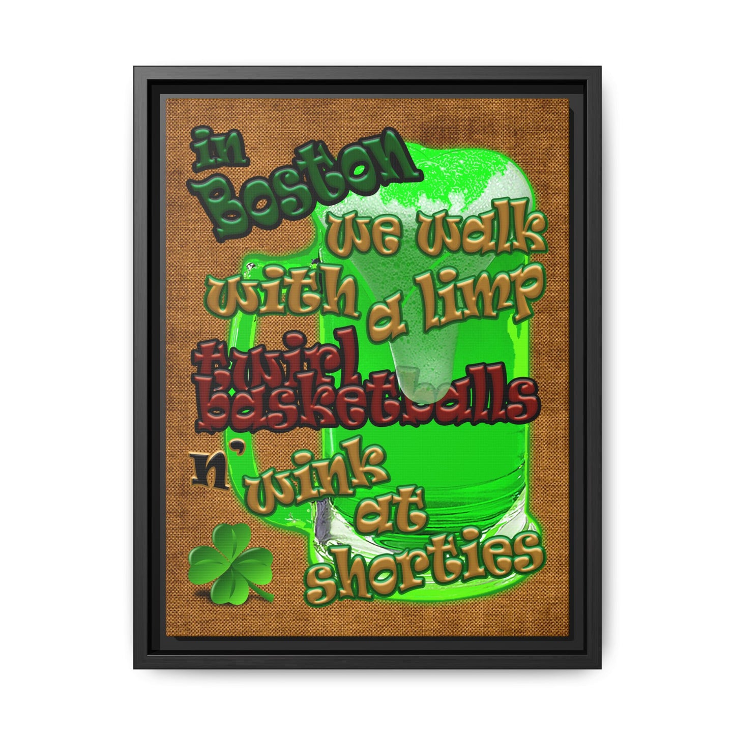 celtics logo - framed canvas art (brown papyrus)
