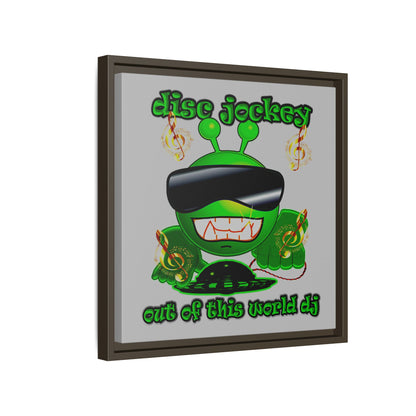 disc jockey - framed canvas art (light grey)