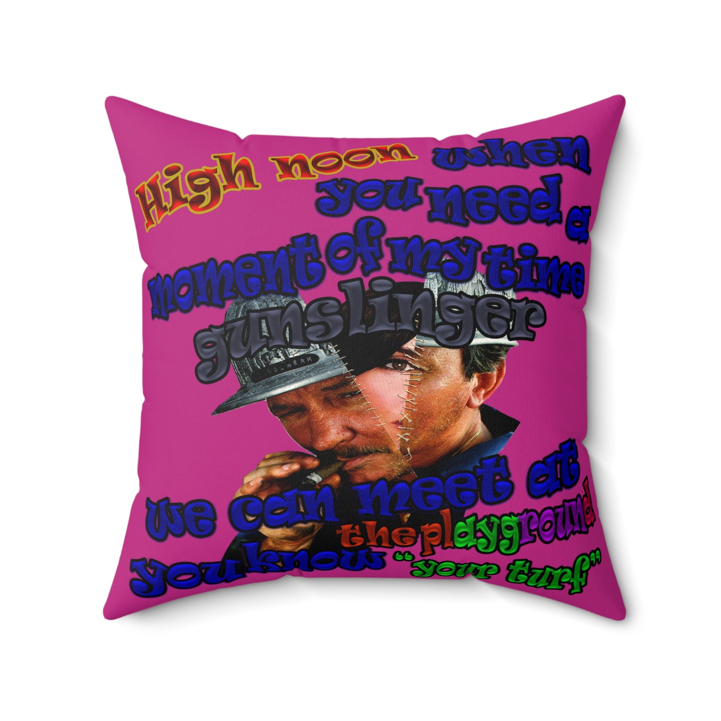 high noon - Spun Polyester Square Pillow - (pink)