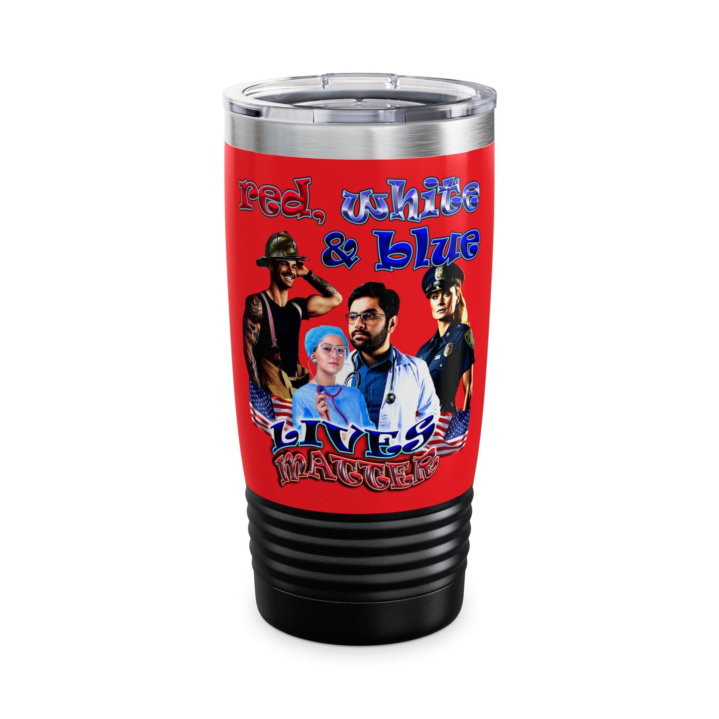rw&b lives matter - Ringneck Tumbler, 20oz (red)