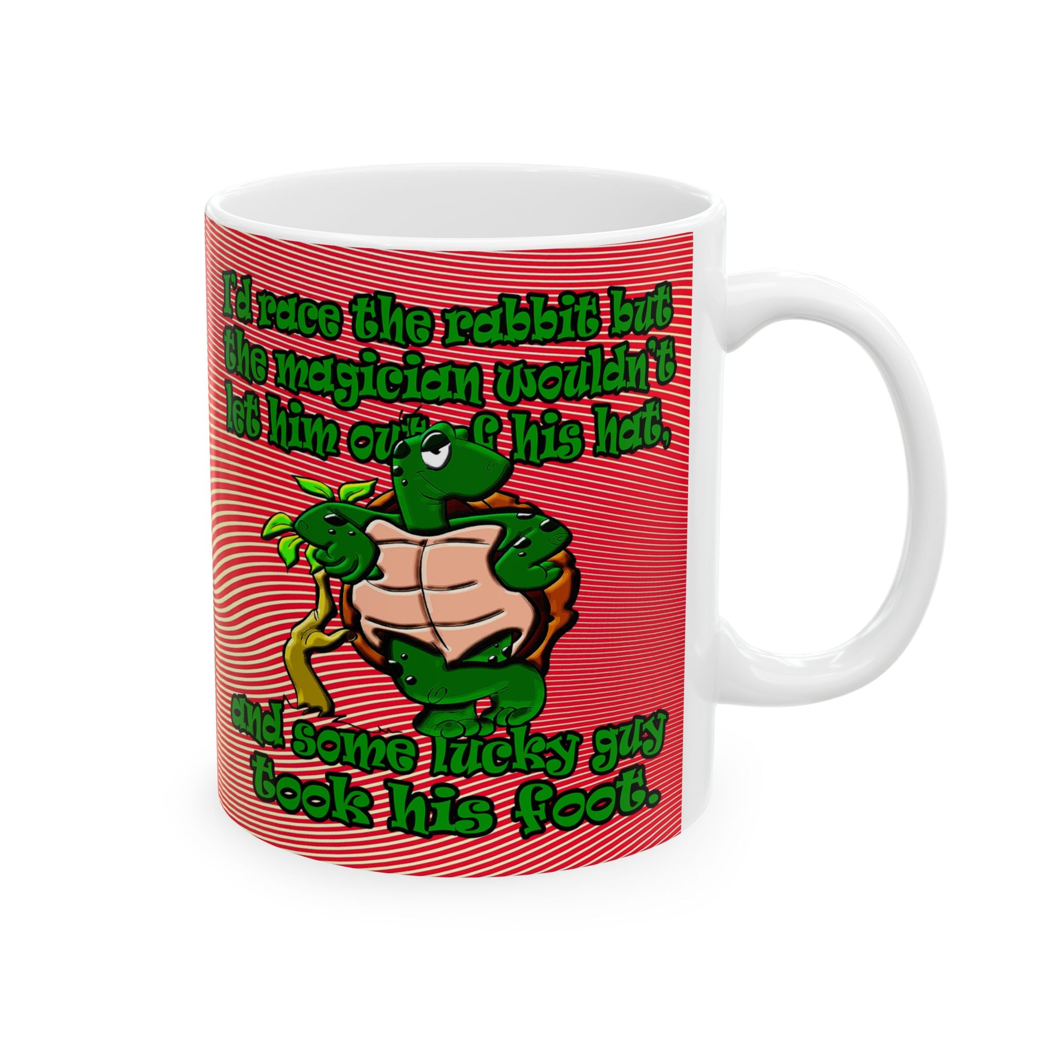 turtle race - White Mug (yellow-orange wave)