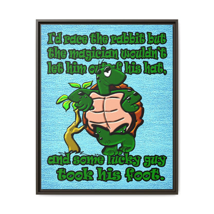 turtle race - framed canvas art (faded blue)
