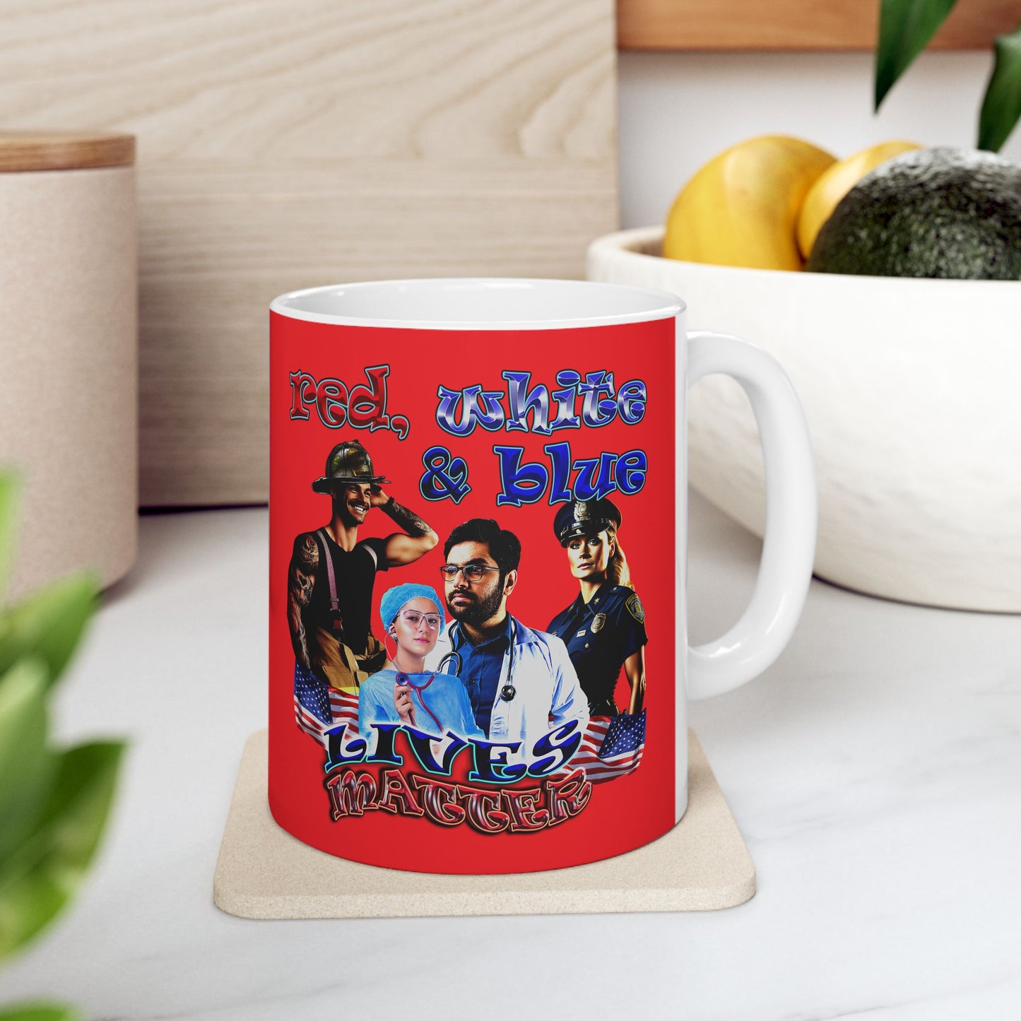 rw&b lives matter - White Mug (red)