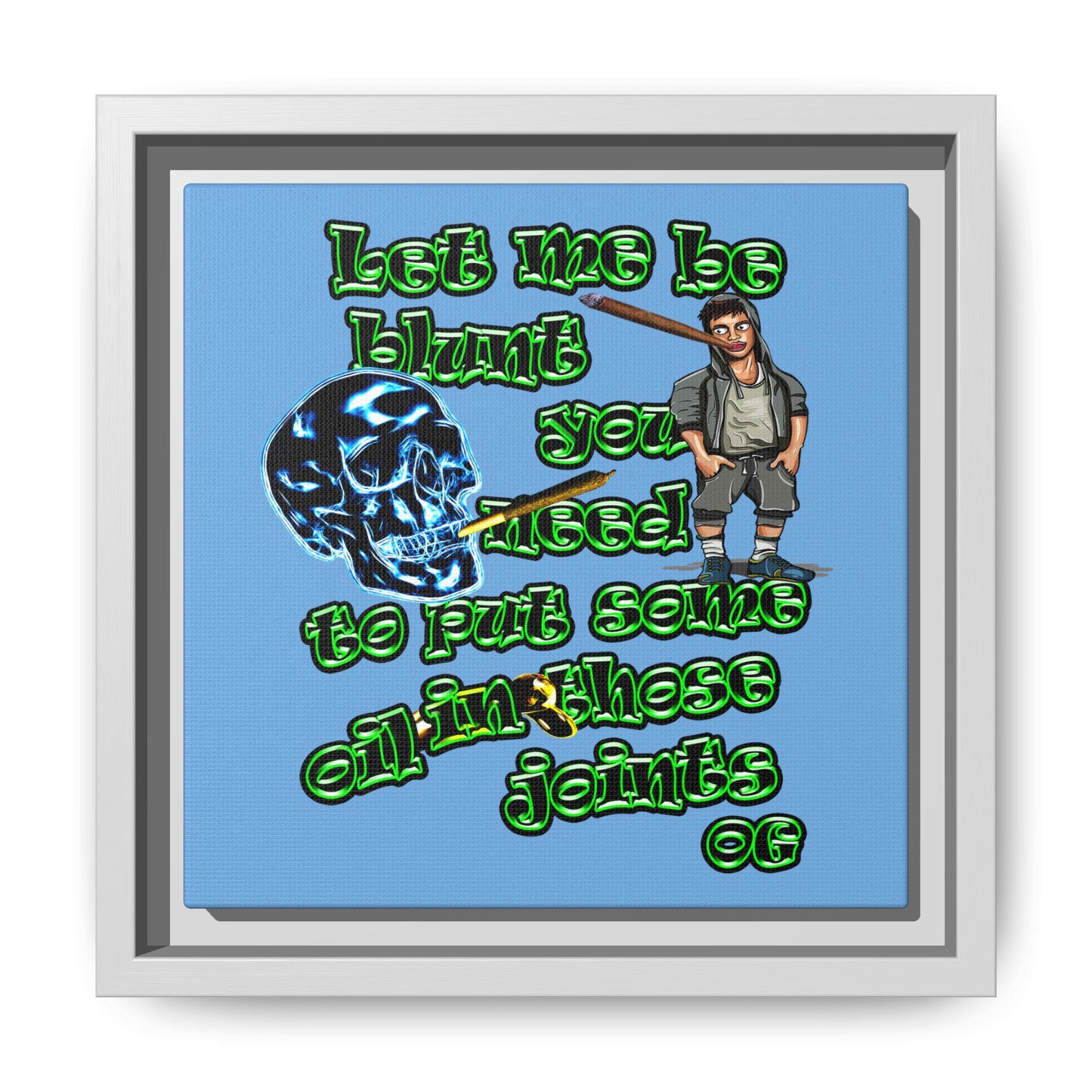 og - framed canvas art (light blue)