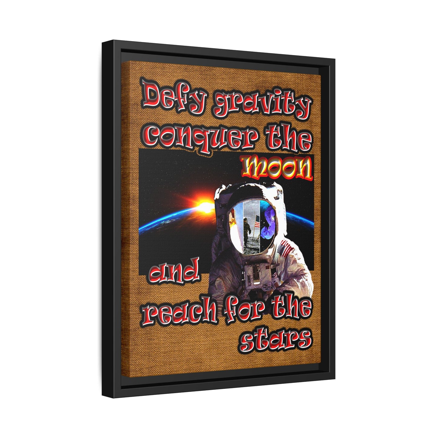 defy conquer reach - framed canvas art (brown papyrus)