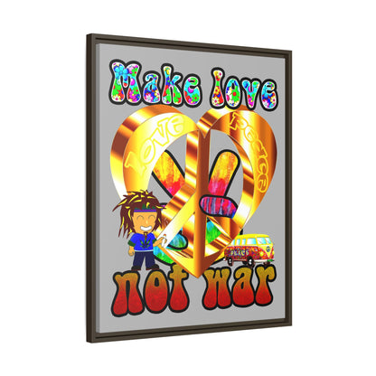 love peace - framed canvas art (light grey)