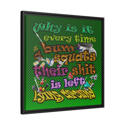 the bum's shit - framed canvas art (logo green)