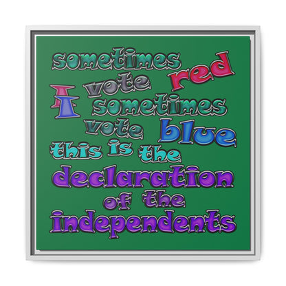 declaration of the independents - framed canvas art (dark green)