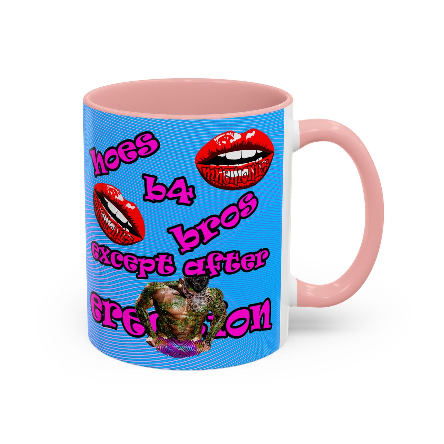 hoes b4 bros - Accent Mug (light blue-purple wave)
