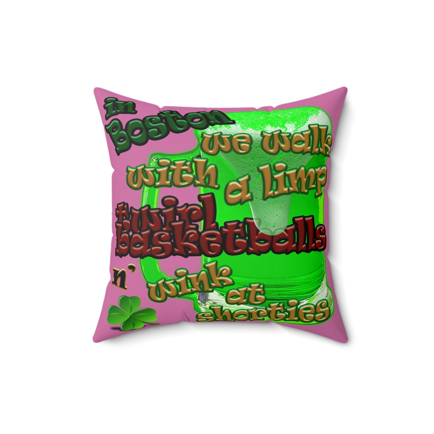 celtics logo - Spun Polyester Square Pillow - (light pink)