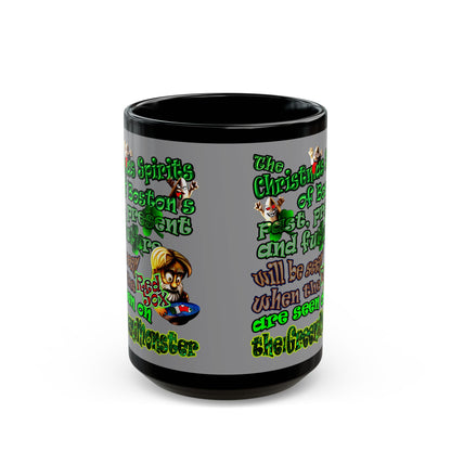 christmas spirits of boston - Black Mug (grey)