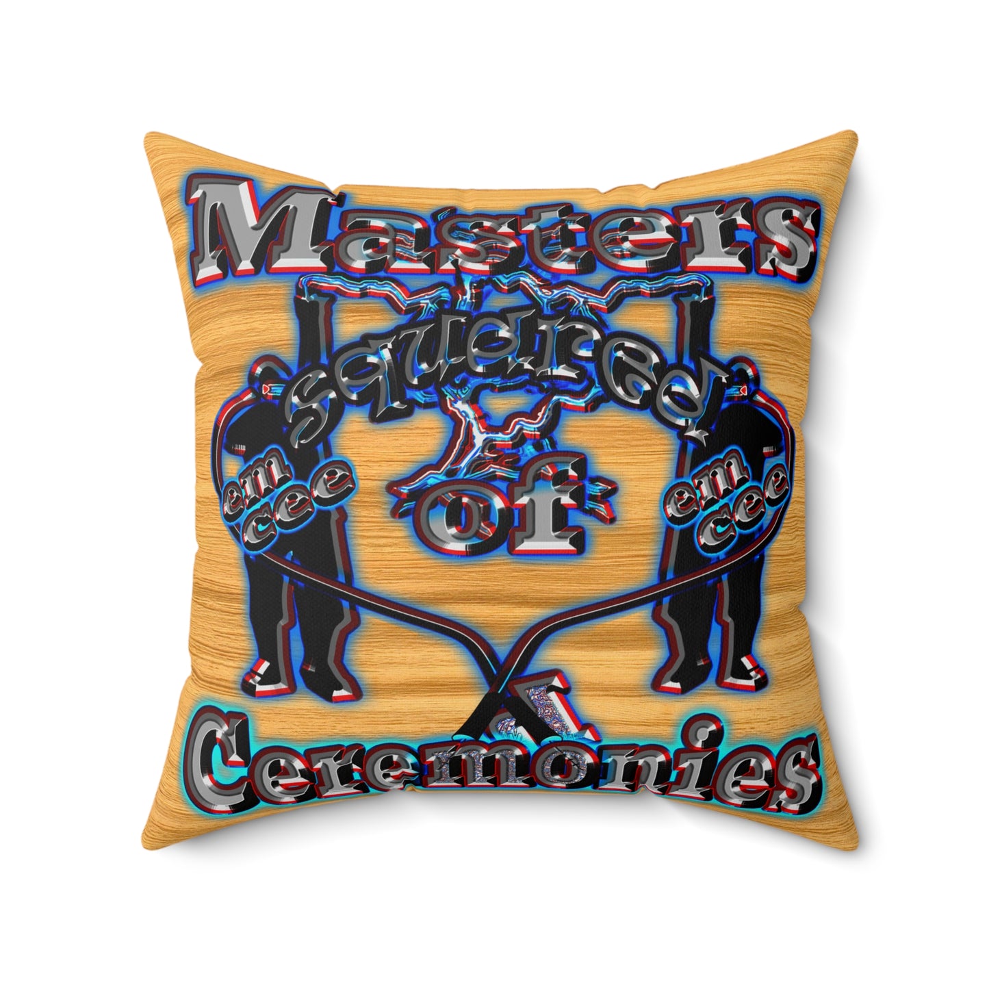 em cee squared - Spun Polyester Square Pillow - (butterscotch wood finish)