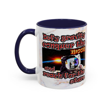 defy conquer reach - Accent Mug (white marble)